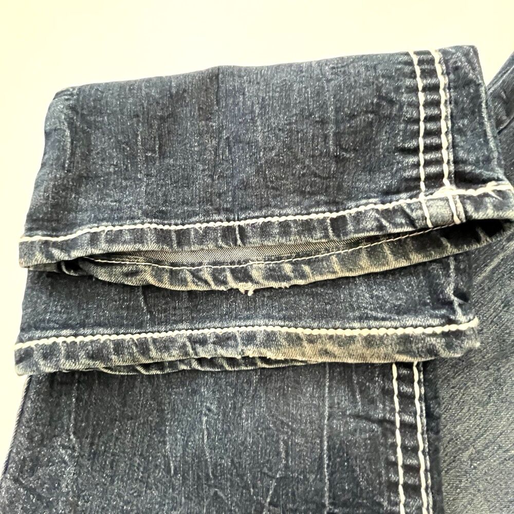 Ariya Jeans 13/14 Low Rise Bootcut Embroidered Denim Y2K Grunge Distressed - Picture 14 of 16